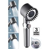 Mikasso 3 Fonksiyonlu Banyo Duş Başlığı Turbo Yüksek Basınçlı Masaj Duş Başlığı Gümüş Akrilik