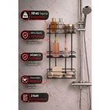Mikasso 3 Katlı Siyah Yapışkanlı Banyo Rafı, Şampuanlık Duş Düzenleyici, Metal Banyo Duvar Askısı Metal Siya - Çok Renkli