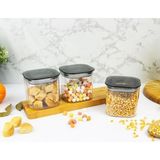 Mikasso 3 'lü 0.5 Lt. Kare Erzak Kabı Seti Akrilik Gri