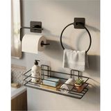 Mikasso 3 Lü Banyo Askılıklı Raflı Set Metal 3 Siyah 3 25 x 65 Modern - Çok Renkli