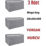 Mikasso 3 Lü Hurç Set Çok Amaçlı Saklama Kutusu Kumaş Hurç Organizer Kazak Elbise Kiyafet Hurcu Yıanabilinir