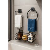 Mikasso 3 Lü Set Yapışkanlı Banyo Düzenleyici Duşakabin Şampuanlık Banyo Rafı Wc Kağıtlık ve Havluluk Metal - Çok Renkli