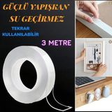 Mikasso 3 Metre x 2 cm Nano Teknoloji Bant Süper Güçlü Tablo Pano Albüm Çerçeve Ayna Çift Taraflı Bant