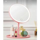 Mikasso 3 Modlu Oval Stil LED Işıklı Portatif Makyaj Aynası Masa Lambası Masa Aynası 1 Adet Cam Pembe Makyaj - Çok Renkli