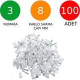Mikasso 3 Numara Çelik Çivili 4 mm Kroşe Uydu Anten Data Cctv Tv Kablosu Vb. Kroşesi (100'LÜ Poşet) - Çok Renkli