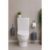 Mikasso 3 Parça Banyo Seti Metal Stantlı Çöp Kovalı Wc Kağıtlık ve Tuvalet Fırçası Yuvarlak Metal Çok Renkli