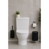 Mikasso 3 Parça Banyo Seti Metal Stantlı Çöp Kovalı Wc Kağıtlık ve Tuvalet Fırçası Yuvarlak Metal Siyah - Çok Renkli