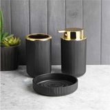 Mikasso 3 Parça Lisbone Gold Başlıklı 3'lü Banyo Seti 13113 -Siyah FMA00116 Plastik Siyah Plastik Siyah - Çok Renkli