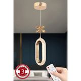 Mikasso 3 Renk Kumandalı Gold Kasa Elips LED Avize Tekli Modern Ledli Avize Alüminyum 1 Belirtilmemiş Sarı S - Çok Renkli