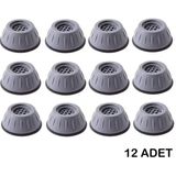 Mikasso 3 Set (12 Adet) Gürültü Engelleyici Kaymaz Titreşim Önleyici Kauçuk Ayak Çamaşır Makinesi Stoper Gri