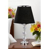 Mikasso 3 Taşlı 55 cm Masa Abajuru Cam Gövde Kumaş Başlık Metal Ayaklı Gece Lambası Aydınlatma Cam Gümüş - Çok Renkli