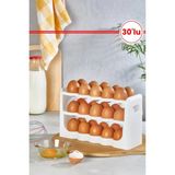 Mikasso 30’lu Yumurta Organizer, 30 Bölmeli 3 Katlı Yumurtalık Buzdolabı Raf Düzenleyici Kutu Plastik 20 x 2