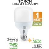 Mikasso 30W Torch Mega LED Ampül 1 Adet Tasarruflu Ultra Parlak 6500K Beyaz Işık Büyük Ampül E27