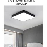 Mikasso 30X30CM Büyük Boy 24W Metal Siyah Kasa Tavana Sıfır LED Panel Armatür Avize 6500K Beyaz Işık Ev Ofis - Çok Renkli