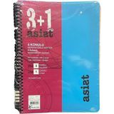 Mikasso 3+1 Ayraçlı Defter Pp Kapak 16.5x 22.5 cm 100 Yaprak ( 3 Kare+ 1 Çizgili ) Sert Spiralli 100 Yaprak - Çok Renkli