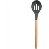 Mikasso 32 cm Bambu Saplı Silikon Kevgir Silikon Siyah