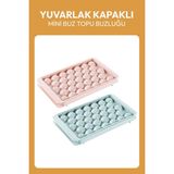 Mikasso 33 Gözlü Yuvarlak Kapaklı Mini Buz Topu Yapma Kalıbı Pratik Hazneli Buzluk Plastik