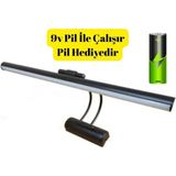 Mikasso 35 cm Siyah Kasa Pilli 3000K Banyo Ayna Tablo Aydnlatma Flüt Kuğu LED Aplik Metal Sarı - Çok Renkli