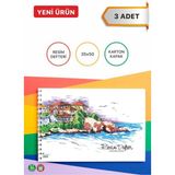 Mikasso 35*50 Resim Defteri, 3 Adet Büyük Boy Resim Defteri Resim Defteri,15 Yaprak, Ölçü: 35*50 Karton Spir - Çok Renkli
