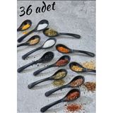 Mikasso 36 Adet Siyah Servis ve Baharat Kaşığı - Kahvaltılık Bal Kaşığı Şeker Reçel Servis Kaşığı Çelik Siya