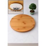 Mikasso 360° Döner Lüx Bambu Sunum & Servis Tahtası – Pizza, Kahvaltı ve Peynir Tabağı 30CM Bambu Çok Renkli