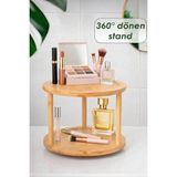 Mikasso 360 Döner Standlı Bambu Sunumluk Makyaj Parfüm Organizer 2 Katlı Baharat Düzenleyici Stand Belirtilm - Çok Renkli