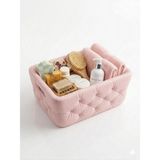 Mikasso 3D Baskı Pla Soft Kapitoneli Dekoratif Sepet – Banyo Organizer – Makyaj & Havlu Düzenleyici Pembe - Çok Renkli