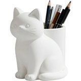 Mikasso 3D Baskı Şirin Kedi Kalemlik - Masaüstü Dekoratif Kalem Tutucu Plastik Beyaz - Çok Renkli