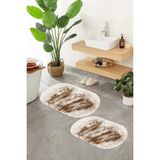 Mikasso 3D Baskılı Kaymaz Taban Yıkanabilir Oval Banyo Paspası 2'li Klozet Takımı Polyester Çok Renkli