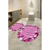 Mikasso 3D Dijital Baskılı Kaymaz Taban Yıkanabilir Oval Banyo Takımı Klozet Takımı, N-O-Klozet-47-Pembe, Po - Çok Renkli