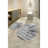 Mikasso 3D Dijital Baskılı Kaymaz Taban Yıkanabilir Oval Banyo Takımı Klozet Takımı, N-O-Klozet-48-Gri, Poly - Çok Renkli