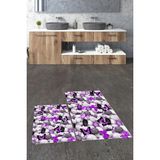 Mikasso 3D Dijital Baskılı Yıkanabilir Kaymaz Kelebek Desenli Ikili Banyo Halısı Paspas Klozet Takımı Polipr - Çok Renkli