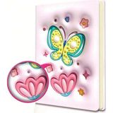 Mikasso 3D Kelebek Puf Kabartmalı A5 Çizgili Defter Yumuşak Düz Çizgili Orta Boy Pembe Konsept Defterler A5 - Çok Renkli