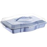Mikasso 3in1 Kare Dikdörtgen ve Yuvarlak Borcam Taşıma Kabı 47X35X12CM Kapaklı Sunum Tepsisi Plastik Gri