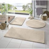 Mikasso 3'lü Banyo Paspası Halısı Peluş Halı Klozet Takımı -- 50X70--50X50---50X50(YUVARLAK) Poliamid Bej - Çok Renkli