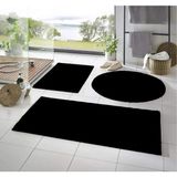 Mikasso 3'lü Banyo Paspası Halısı Peluş Halı Klozet Takımı 50X70--50X50---50X50(YUVARLAK) Poliamid Siyah - Çok Renkli