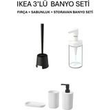 Mikasso 3'lü Banyo Seti Siyah Klozet Fırçası + Storavan Banyo Seti + Sabunluk Banyo Çeyiz Set Plastik Siyah - Çok Renkli