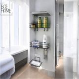 Mikasso 3'lü Banyo Seti Yapışkanlı Paslanmaz Banyo Sabunluk Duşa Kabin Rafı Banyo Düzenleyici Set Metal 2 S - Çok Renkli