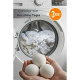 Mikasso 3'lü Çamaşır Yün Kurutma Topu Pamuk - Yün Ekru Tr