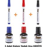 Mikasso 3'lü Doldurulabilir Tahta Kalem Seti - 3 Tahta Kalemi - 30ML 3 Renk Mürekkep ve Yedek Kalem Uçları R - Çok Renkli