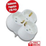 Mikasso 3'lü Golyat Topraklı Kablosuz Priz Çoğaltıcı 9271 Beyaz