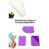 Mikasso 3'lü Hamur Şekillendirici ve Krema Sıkma Torbası Kek - Pasta Süsleme Seti Plastik
