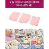 Mikasso 3lü Set Hamur Kesme ve Kazıma Aparatı Hamur Pasta Börek Kek Çörek Şekillendirici Kesici Kazıyıcı Set