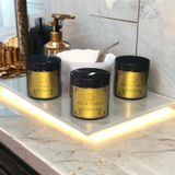 Mikasso 3'lü Set Makyaj Pamuğu, Kulak Pamuğu , Pamuk Kutusu Etiketli Düzenleyici Kutu Gold Eti?ket Plastik A - Çok Renkli