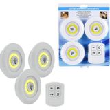 Mikasso 3lü Uzaktan Kumandalı Yapışkanlı Kablosuz LED Spot Lambalar Polyester Çok Renkli