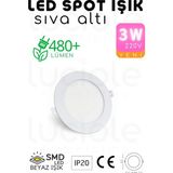 Mikasso 3W Beyaz Kasa LED Slim Spot – Beyaz Işık, 155 Lümen, 8.3 cm Çap, 220V, 15000 Saat Ömür