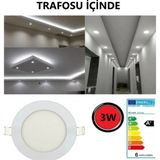 Mikasso 3W Sıva Altı Slim LED Panel - Beyaz Spot Lamba - A Kalite Uzun Ömürlü Tak Çalıştır (Delik Çapı 5cm)