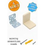 Mikasso 4 Ad. Ağır Dolap Duvar Montaj Askı Sabitleme Seti Krem- Deprem Mobilya Eşya Sabitleyici Aparat Bej