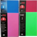 Mikasso 4 Adet 120 Yaprak 2+1 Defter Sert Spiralli Kareli 120 Yaprak Büyük Boy Turuncu Okul Defterleri A4 Ok - Çok Renkli