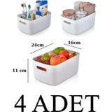 Mikasso 4 Adet 3.5 Lt Dolap Içi, Buzdolabı Düzenleyici, Banyo Organizer Sepet Plastik Beyaz - Çok Renkli